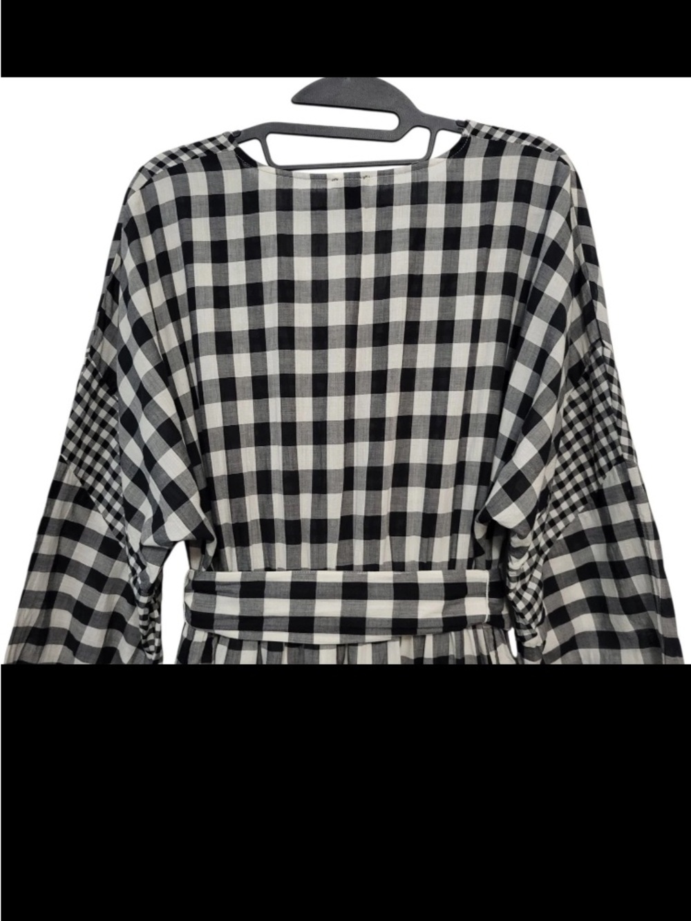 J Crew Black & White Gingham Button-Front Midi Dress with Tie Waist - Picture 8 of 14
